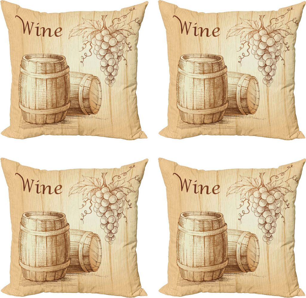 ABAKUHAUS Wein Kissenbezug Set (4 Stück), Ein paar Trauben, Moderner Doppelseitiger Digitaldruck, 45 cm x 45 cm, Brown Peach