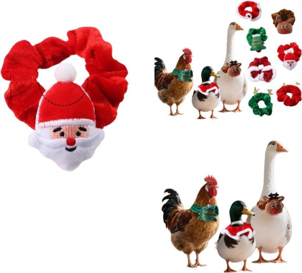 INF 2er-Pack Weihnachts-Haustier-Dekokragen - Santa Claus Elastische Halsbänder