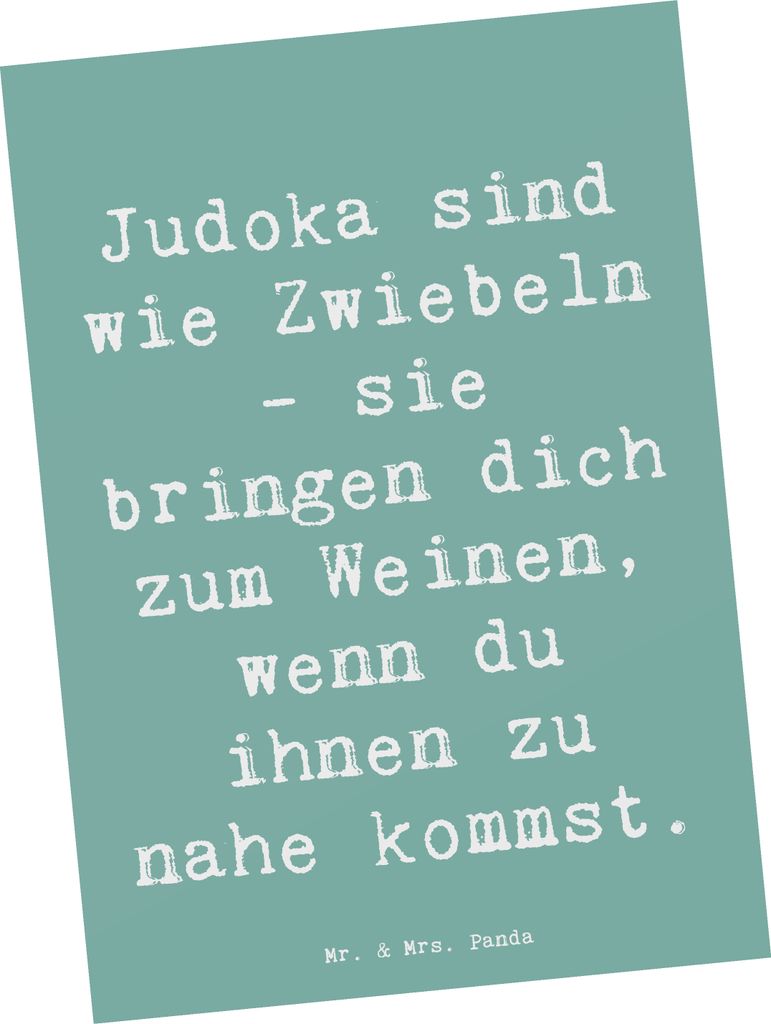 Mr. & Mrs. Panda Postkarte Spruch Judo Zwiebel - Meeresbrise - Geschenk, Sportler, Postkarten, Grußkarte, Durchhaltevermögen, Geschenke, Tränen,...
