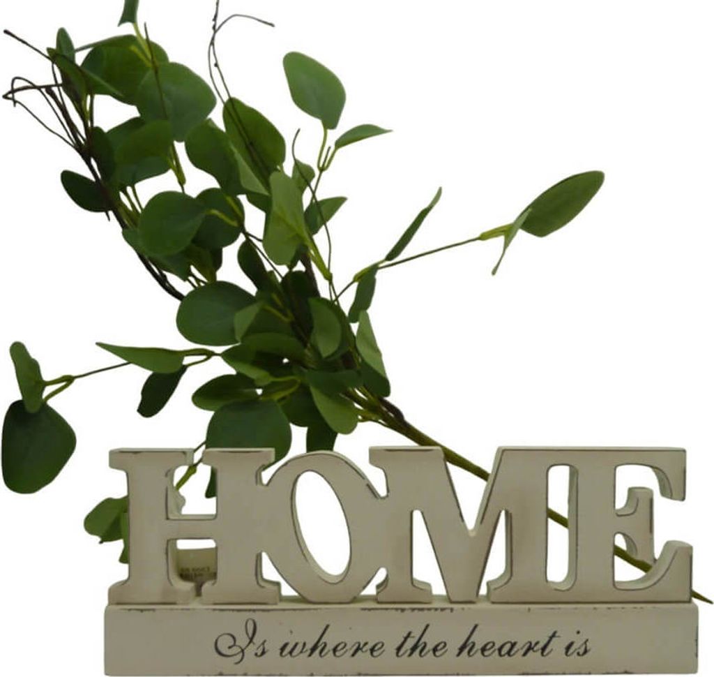 Stilvoller, großer Schriftzug 'HOME' aus hochwertigem Holz in Shabby weiß