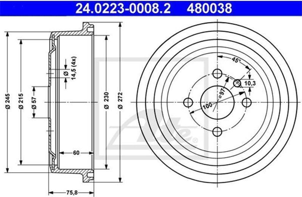 ATE Bremstrommel 24.0223-0008.2