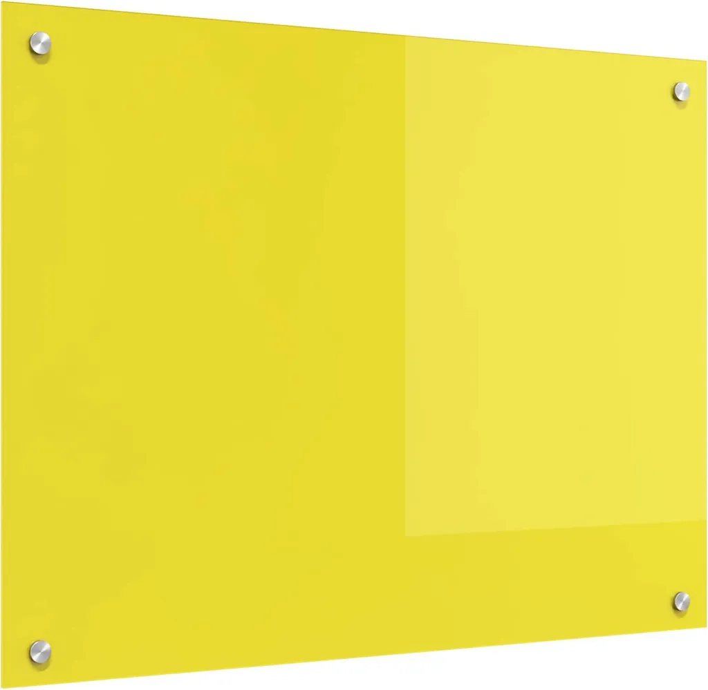 Fond de hotte en verre trempé jaune 80x60cm plaque de protection mur