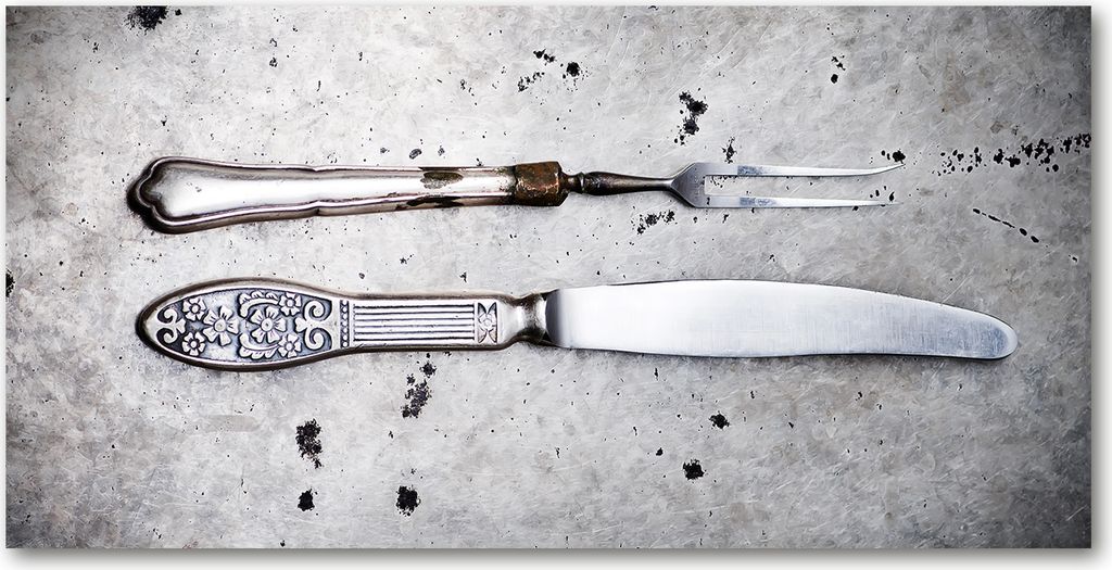 Tulup Leinwandbild - 140x70 cm - Wandkunst - Drucke auf Leinwand - Leinwanddruck - Vintage / Retro - Silber - Besteck