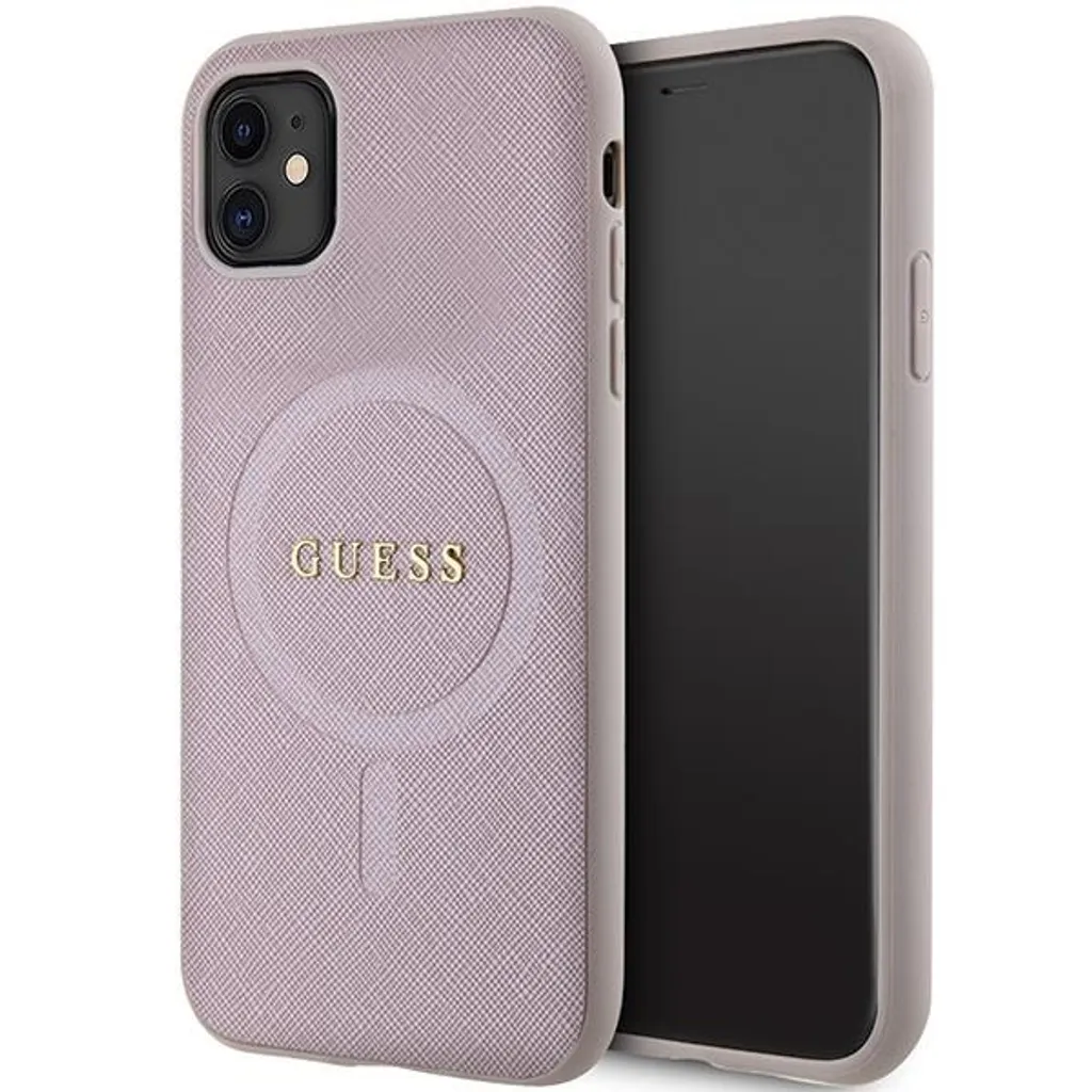 Guess Guhmn61Psahmcp Custodia rigida Saffiano Magsafe per Iphone 11 / Xr 6.1 Różowy/Pink