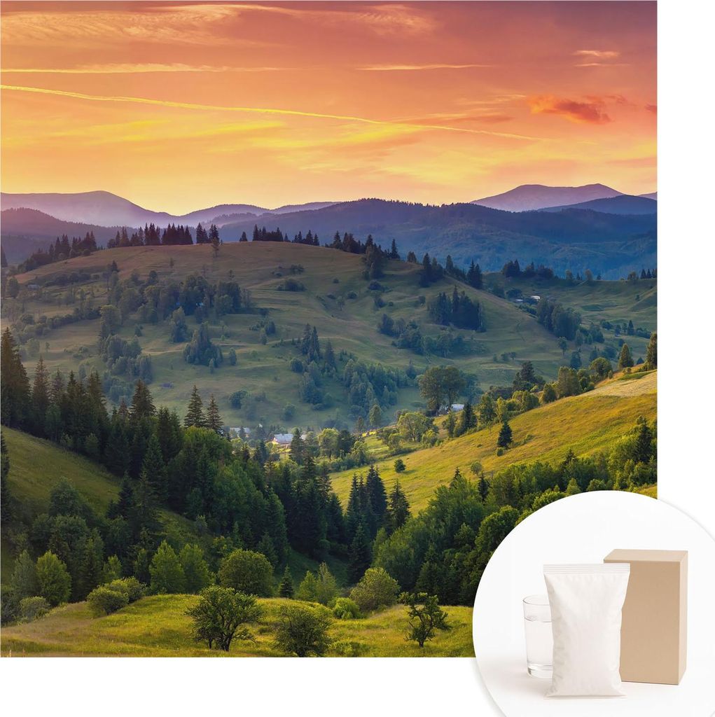 Fototapete - Wandbilder für Wohnzimmer - 250x250 cm - Dekorative Wandfolie - Modernes Design für Wanddekoration - Tapeten für Innenräume - Berg...