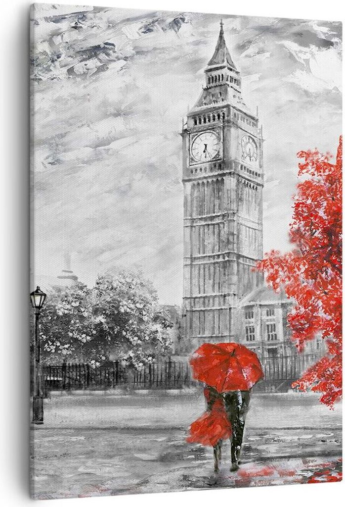 Bild auf Leinwand - Leinwandbild - Einteilig - London Bus - 50x70cm - Wand Bild - Wanddeko - Wandbilder - Leinwanddruck - Kunstdruck - Wanddekorati...