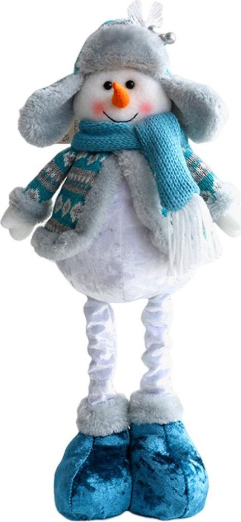 Weihnachtspuppen-Ornament, Plüsch, stehender Weihnachtsmann, Rentier, Schneemann, Figur mit Teleskopbein, blaues Zwergenpuppenspielzeug für Baum,...