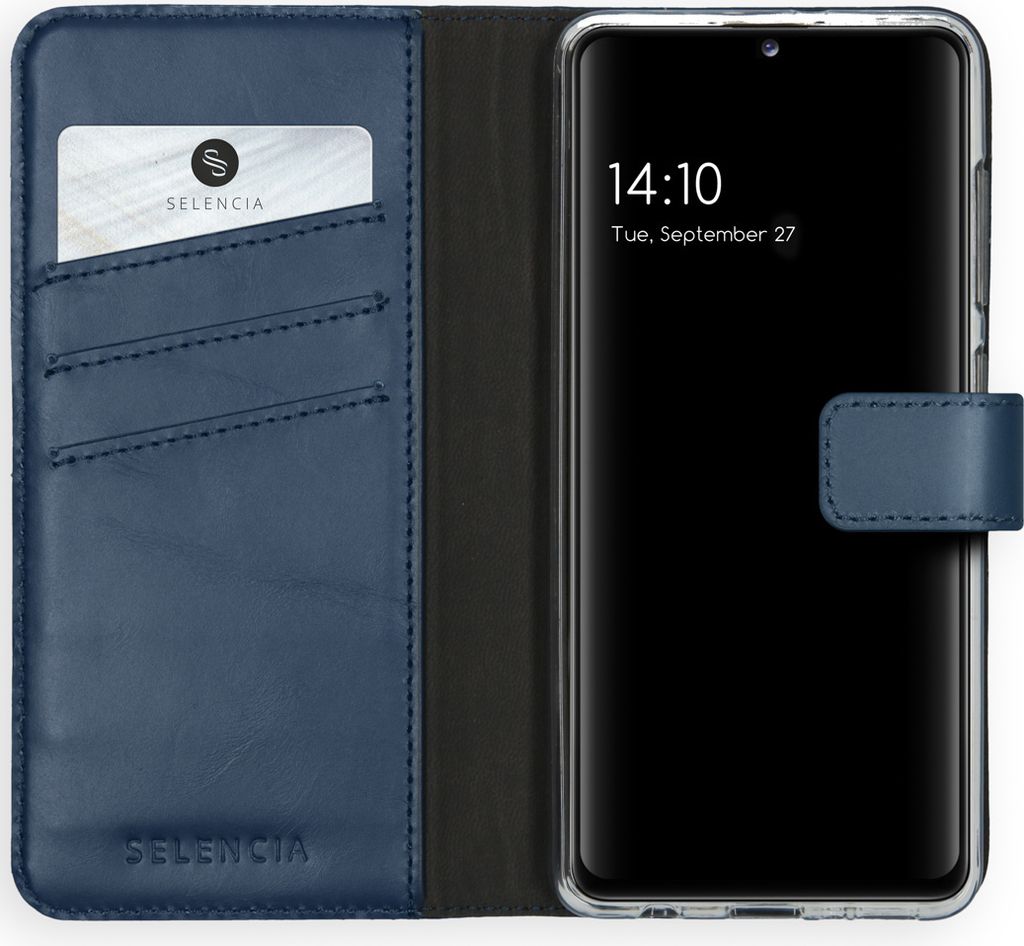 Selencia Echtleder Klapphülle Samsung Galaxy A41 - Blau Produktbild 