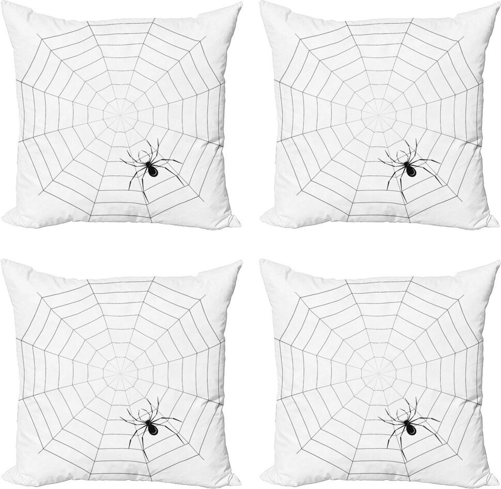 ABAKUHAUS Spinnennetz Kissenbezug Set (4 Stück), Toxic Giftige Bug, Moderner Doppelseitiger Digitaldruck, 50 cm x 50 cm, Schwarz-Weiss