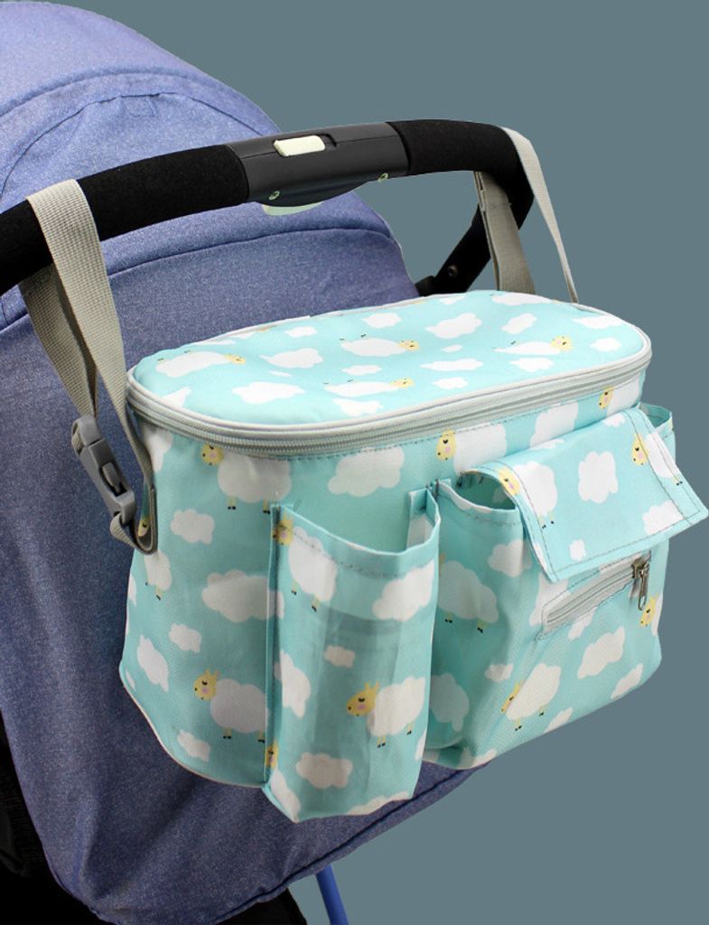 ASKSA Kinderwagen Organizer Kinderwagentasche Buggy Tasche Getraenkehalter Wickeltasche (Gruen)