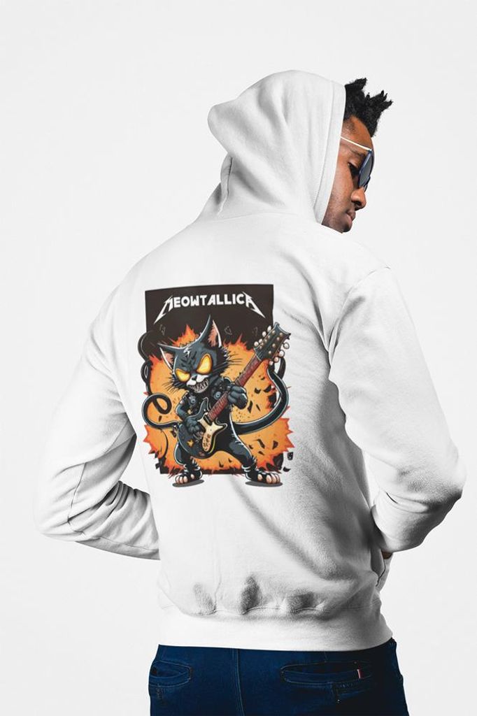 D&B Unisex Hoodie ZIPZN00013 Meowtallica Weiß-Größe 3XL