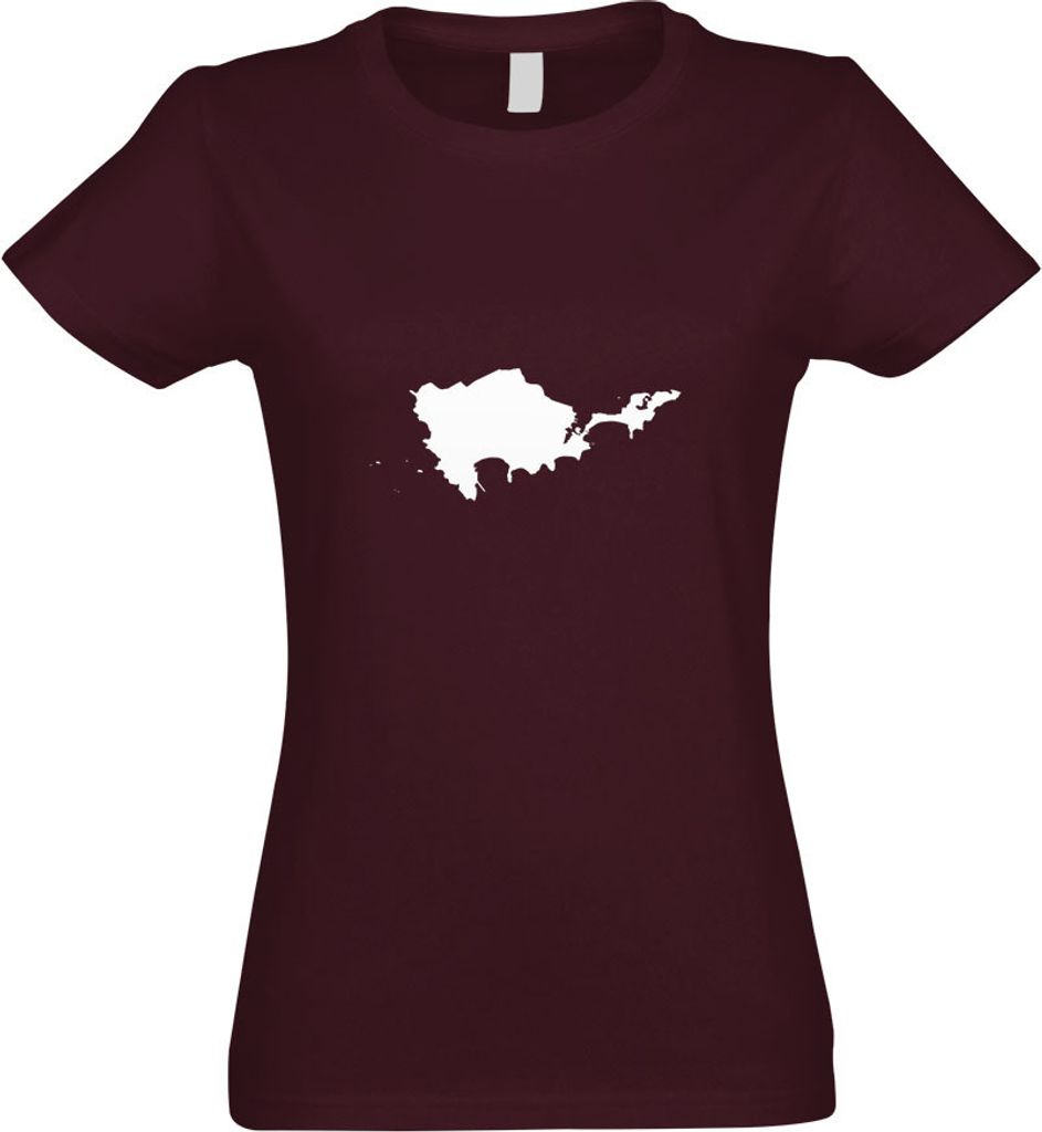 Kiwistar - T-Shirt tailliert - Damen - Burgund - Niederlande - Sint Maarten - mit Motiv Bedruckt - Funshirt Design - Sport - Freizeit - Damen - XXL