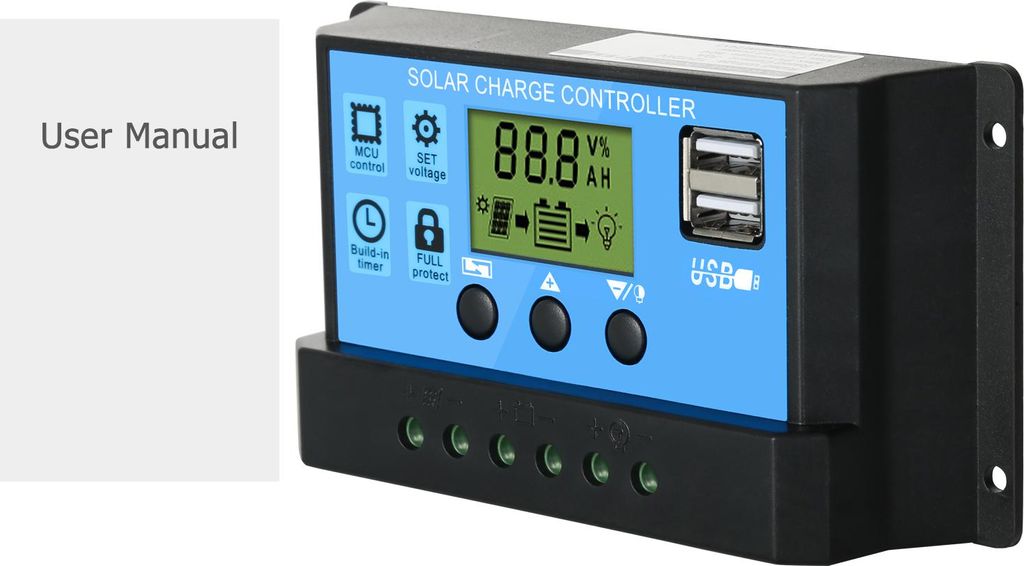 30A Solarladeregler 12V/24V mit LCD Display und Dual USB Ausgang – Solarpanel Batterie Regler mit Überladungsschutz
