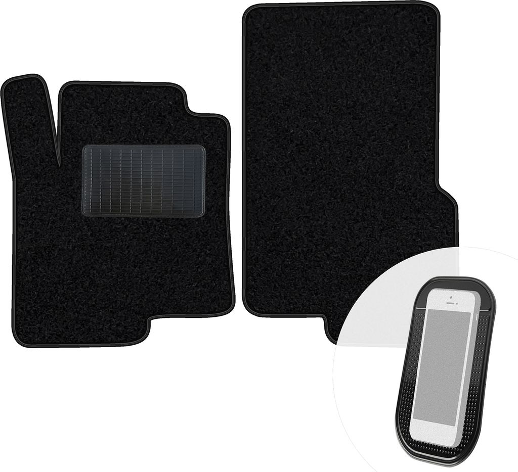 moto-MOLTICO Vorne Fußmatten Auto Velours Autoteppiche Schwarz Automatten Set 2-teilig passend für Smart ForTwo I 1998-2007