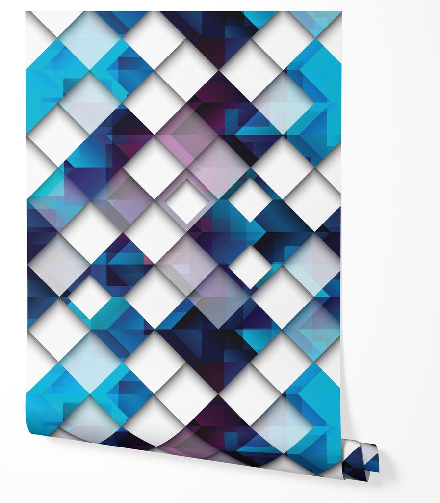 Vliestapete 3D Geometrisch Abstrakt Wohnzimmer 4x2,5 Blau-Lila