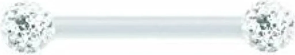 Piercing al seno Karisma Bioplast con elementi di cristallo 2 x sfera 5mm strato di resina epossidica bianco - 14,0 millimetri