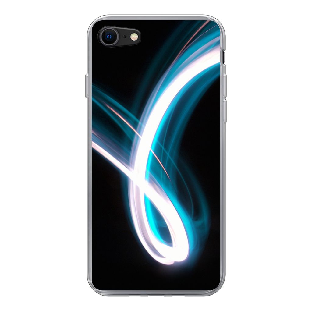 MuchoWow Handyhülle Schutzhülle Hülle für iPhone SE 2020 Hell - Blau - Abstrakt Silikon Softcase Handy Hülle - Kartenbesitzer
