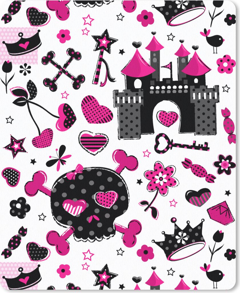 MuchoWow Mauspad Mousepad Mädchen - Krone - Herz - Muster - Mädchen - Kind - Kinder 19x23 cm - Mousepads - Maus Mat - Pad - Mausunterlage - Mau...