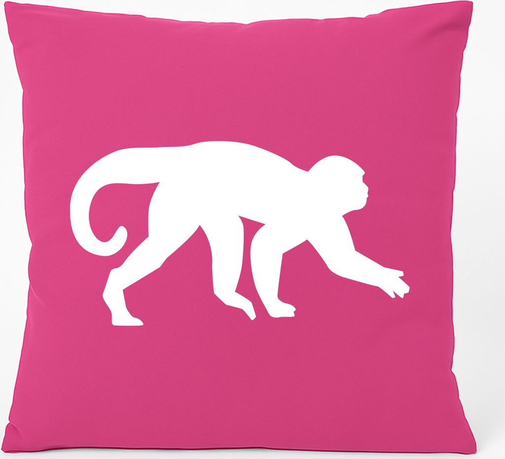 Huuraa Kissen Affe Silhouette 40x40cm mit Füllung Fuchsia Baumwolle Dekokissen Geschenkidee
