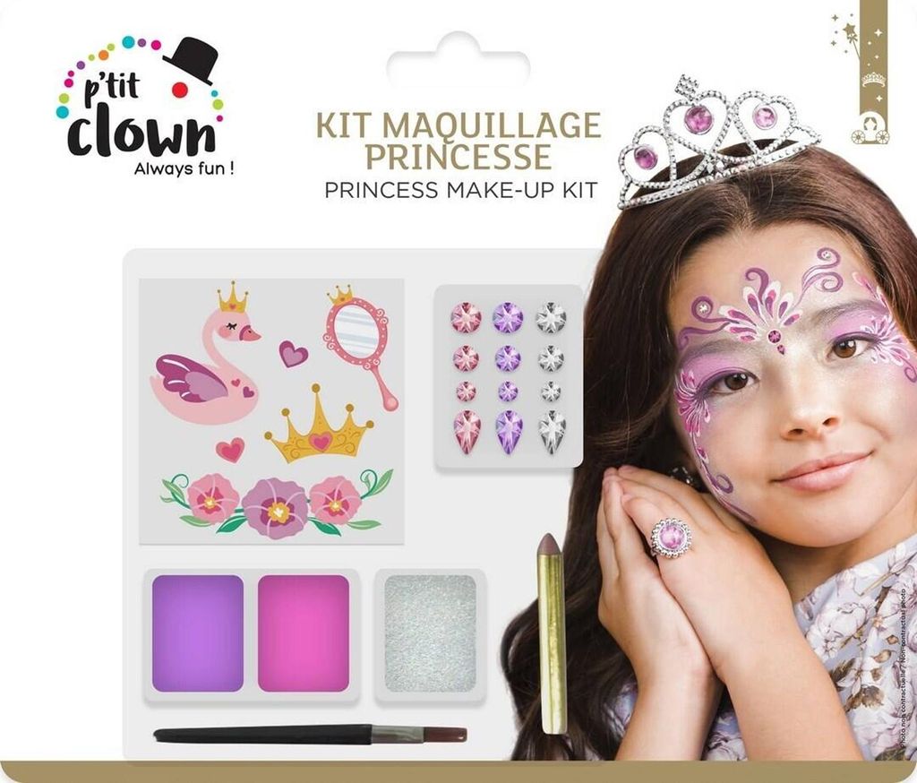 Schmink-Set mit Prinzessinnen-Tattoos für Kinder - Einheitsgröße