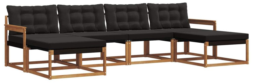 vidaXL Outdoor-Sofagarnitur mit Kissen 6 pcs Natürlich und Schwarz