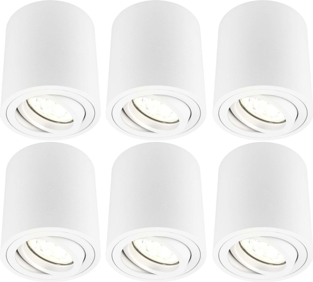 Ledvion 6er Set LED Aufbauspot Weiss Rund 3W Warmweiss Produktbild 