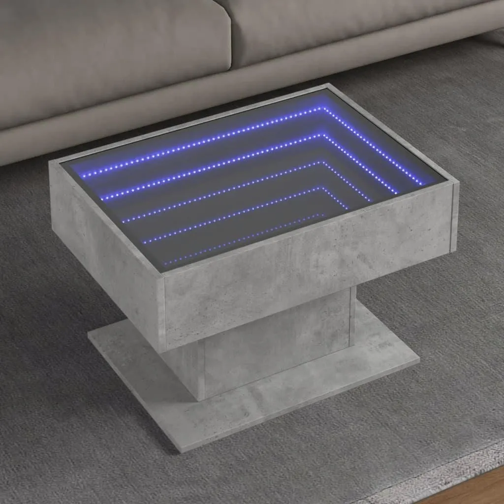 vidaXL Tavolino LED grigio cemento 70x50x45 cm materiale a base di legno - 2