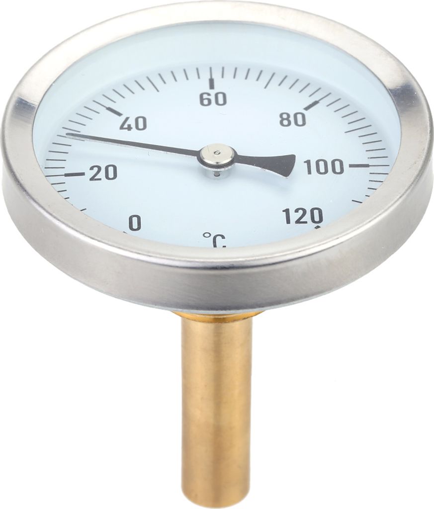 63mm Horizontales Zeigerthermometer Aluminium Temperaturanzeige 0-120C 1/2 BSP Schraubendurchmesser