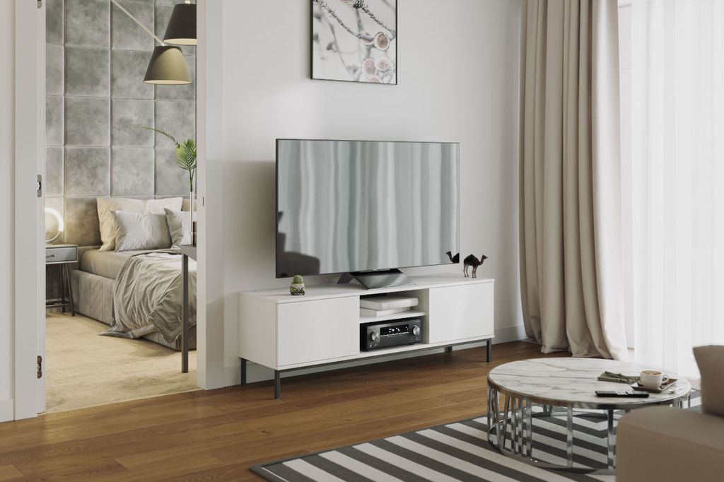 Fernsehschrank TV-Lowboard QUERTY QT05 weiß 150cm breit