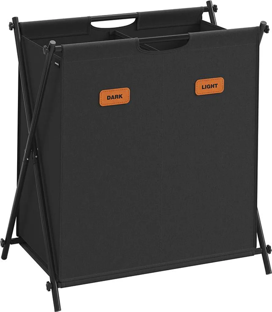 Sac à Linge en Tissu 115L avec 2 Compartiments Tri Sélectif Noir Encre