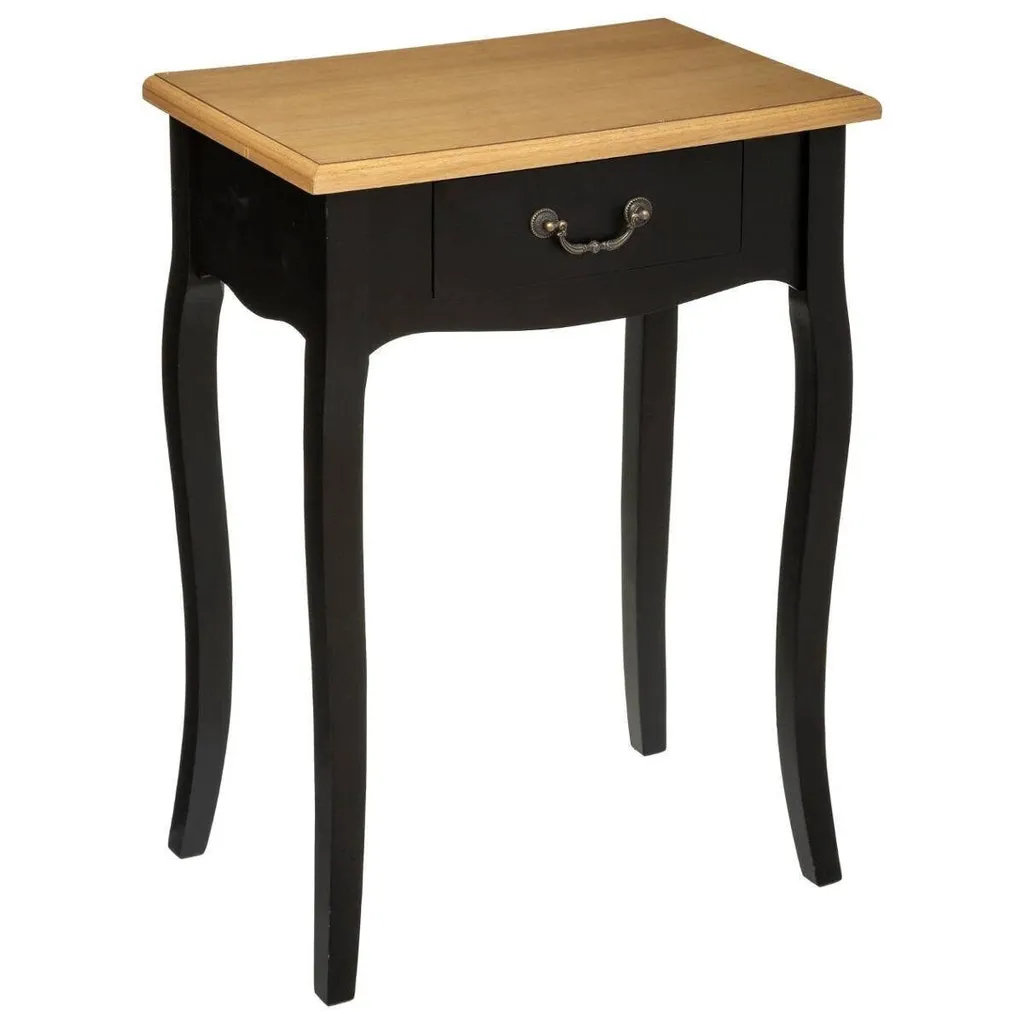 Table de nuit noire Chrysa en bois - Petit meuble de chambre élégant 50cm