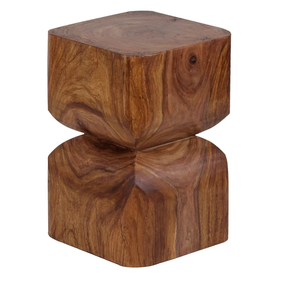 Petite table de salon Sheesham massif grain unique 30x30cm Wohnling