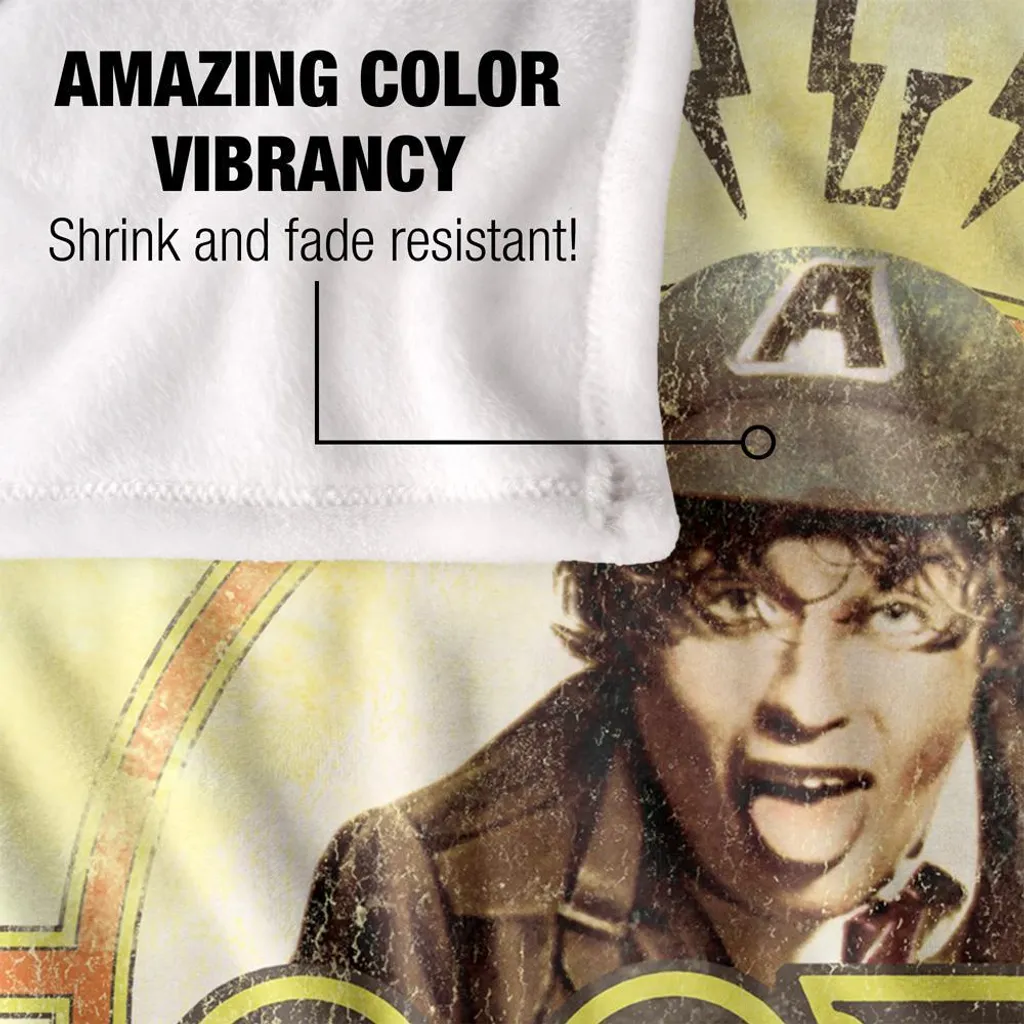 Plaid AC/DC High Voltage en polaire douce effet Batik pour fan de Rock