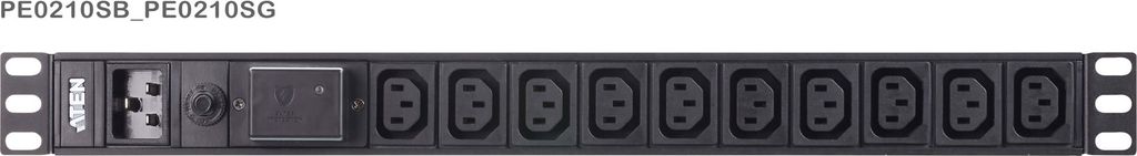 ATEN Basis 1 HE PDU mit Überspannungsschutz, Standard, 1U, Horizontal/Vertikal, Aluminium, Schwarz, 10 AC-Ausgänge