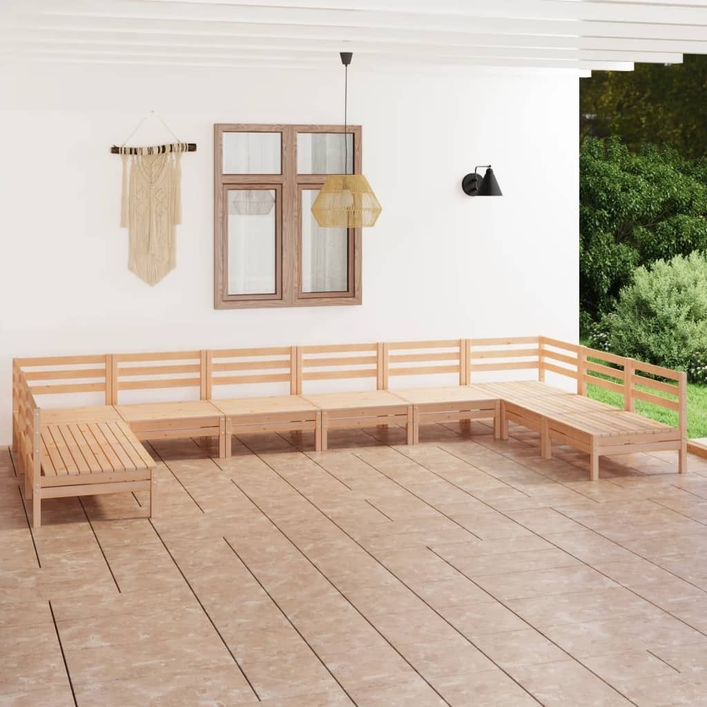 Maison Exclusive - 10-tlg. Garten-Lounge-Set Massivholz Kiefer