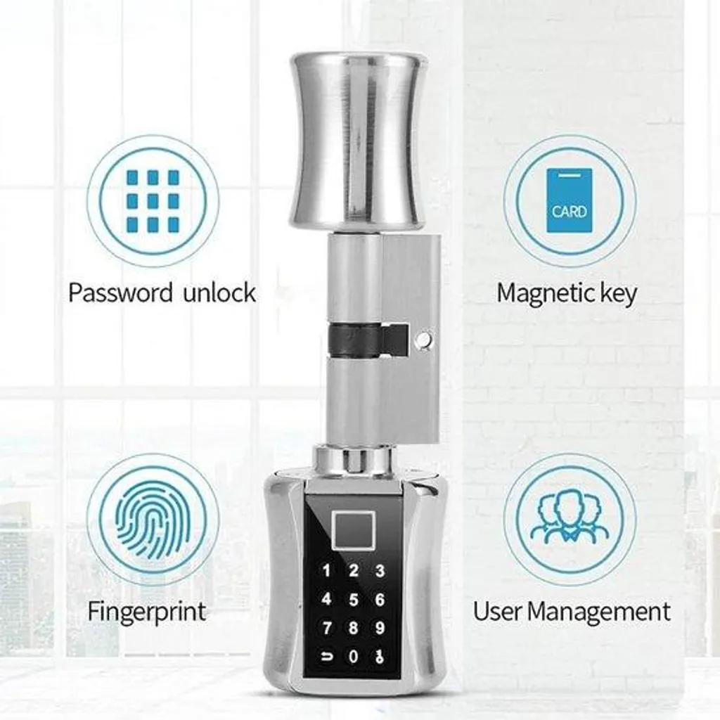 Serrure de porte ronde tactile avec empreinte digitale et clé de secours
