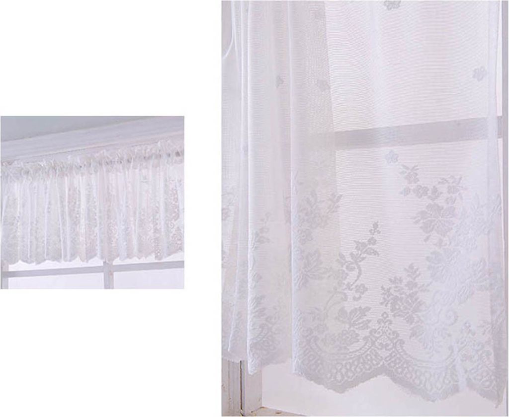 Fensterbehandlung feine Verarbeitung breiter Anwendung Polyester Romantischer Blumenvorhang Valance Haushaltsvorräte-Weiß ,Größen:130x41CM