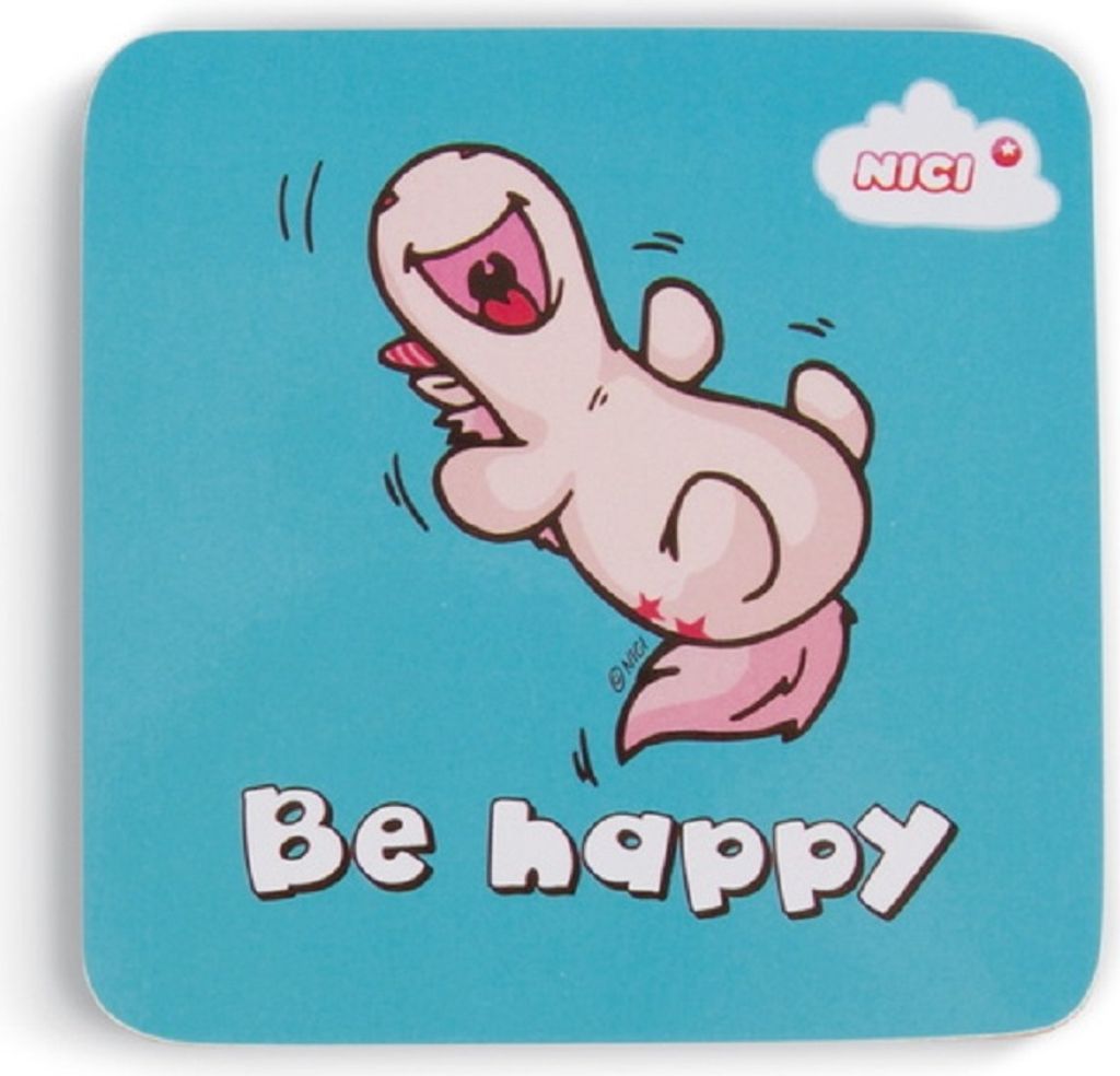 Nici Untersetzer Einhorn Korkuntersetzer 9,5x9,5cm Botschaft "Be happy" für Gläser Tassen Becher Tischuntersetzer 42454 (2er-Set = 2 Stück)