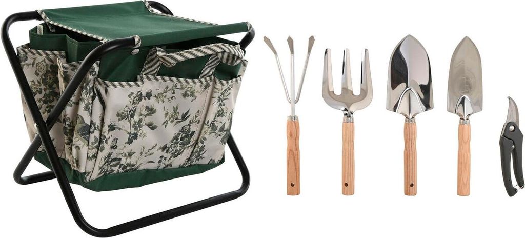 Gartenwerkzeugset Home ESPRIT Weiß Grün Polyester Polyester Aluminium 7 Stück
