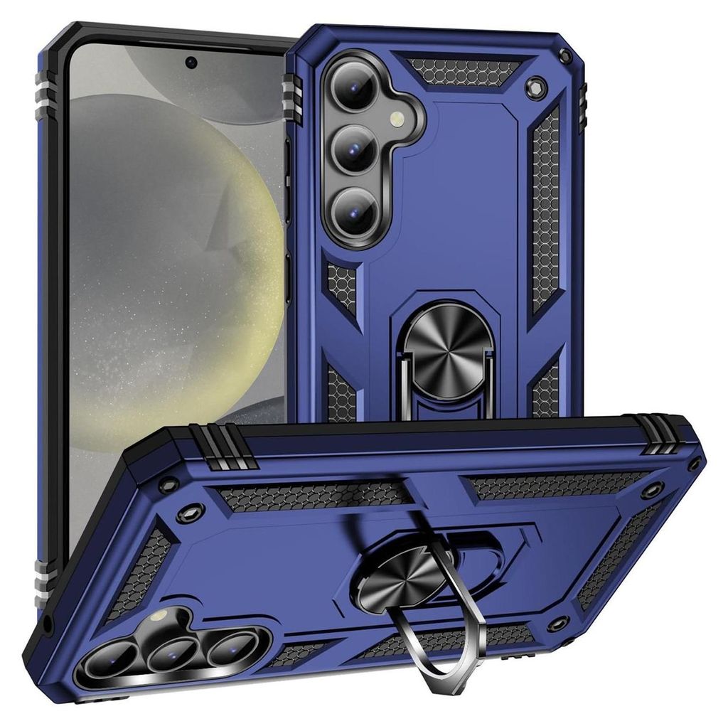 Conie Outdoor Schutzhülle für Samsung Galaxy S24 Tasche Silikon Hard Case Cover Hülle mit Halter Ständer in Blau