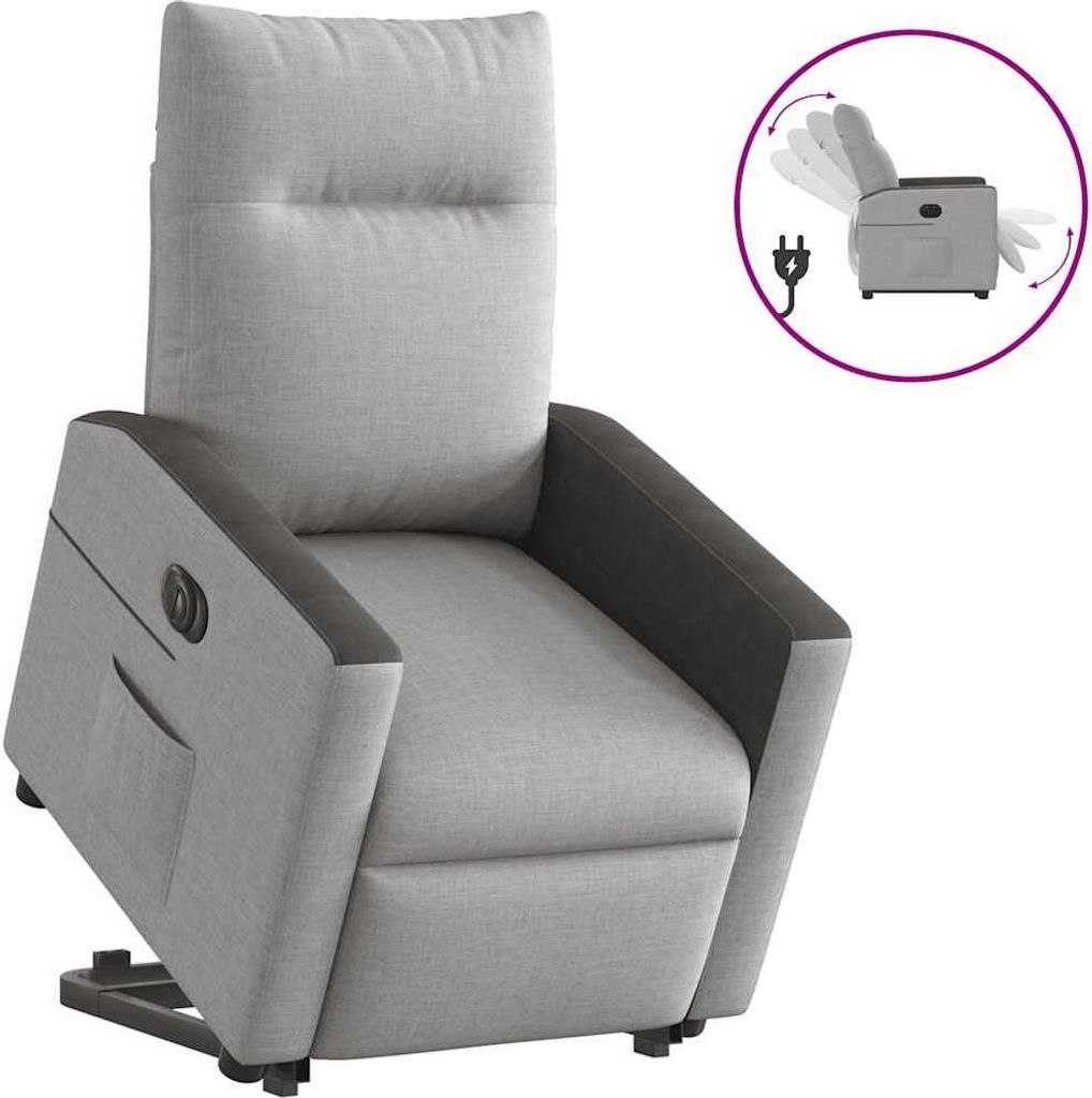 Design New Relaxsessel mit Aufstehhilfe Elektrisch Wolkengrau Stoff - TV Sessel bis 150 kg Belastbar CHY275735
