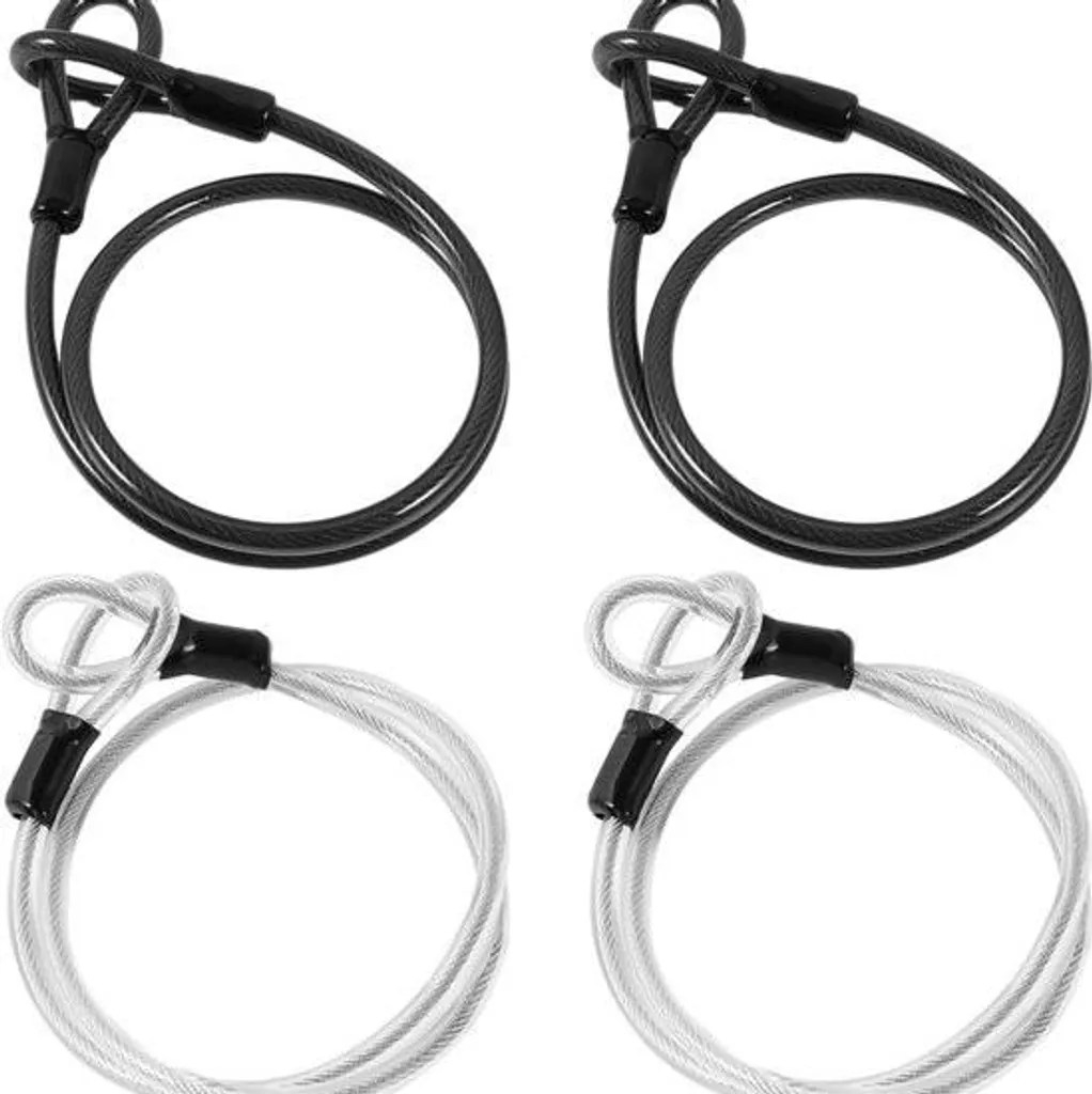 Câble antivol 3mm en acier tressé avec œillets de sécurité - Lot de 4