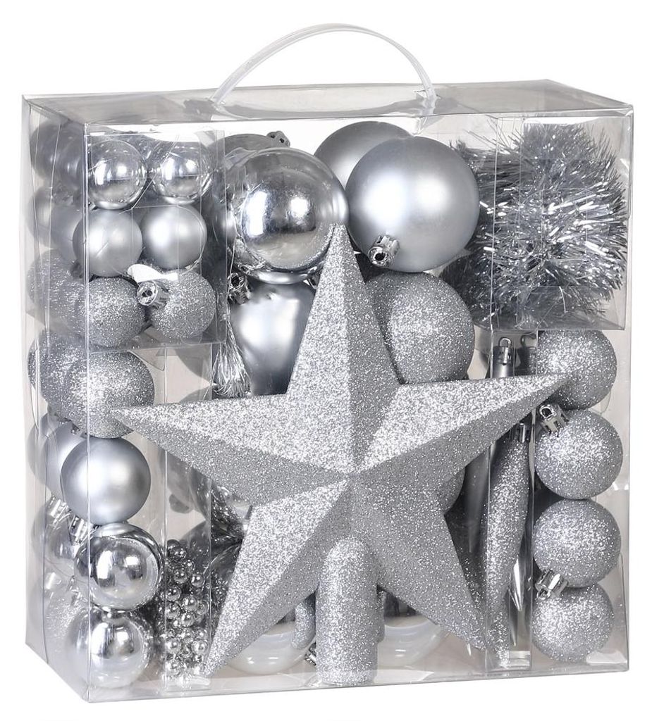 DEUBA® Weihnachtskugeln 77tlg Ø 3-7cm Kunststoff matt Produktbild 