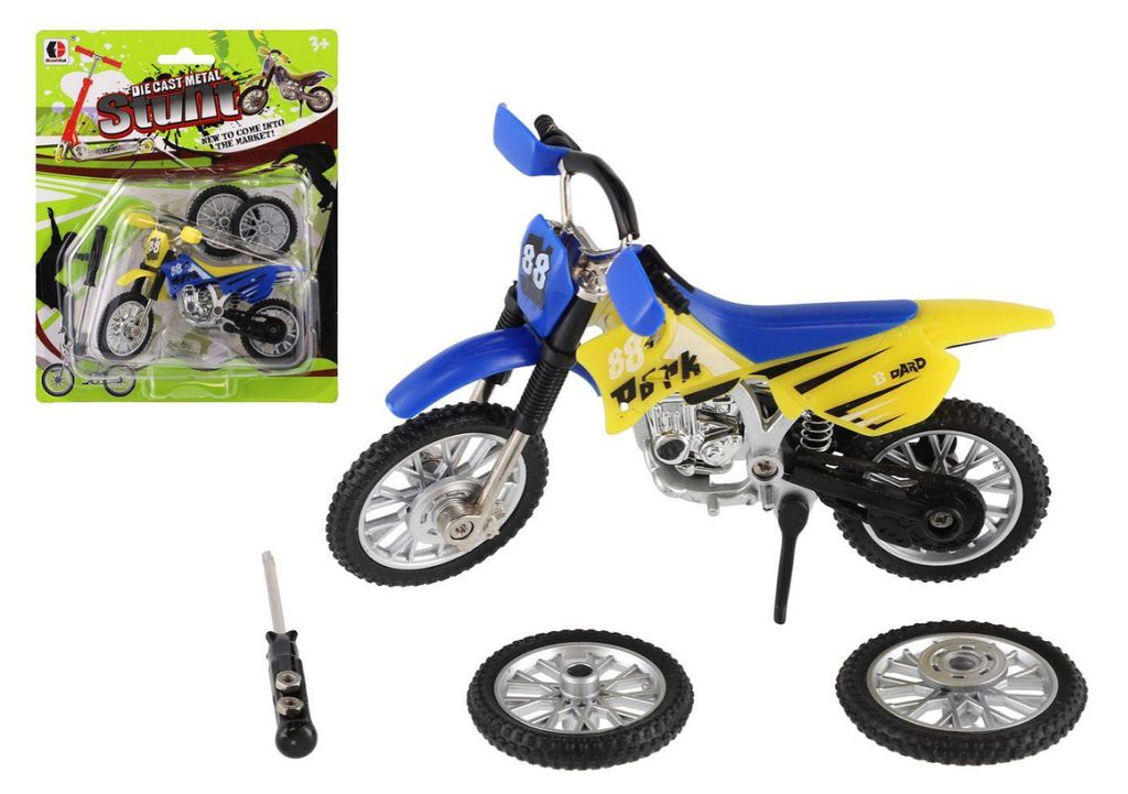 Fingermotorrad mit Zubehör Metall/Kunststoff 12cm 2 Farben Produktbild 