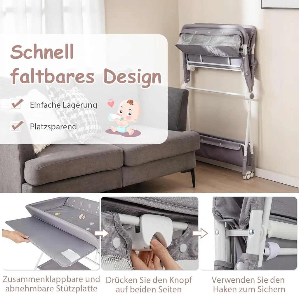 Table à langer pliable grise 11kg : la solution pour petits espaces - 3