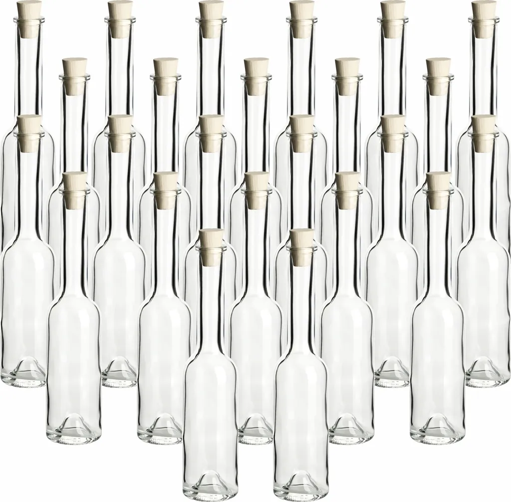 set di 24 bottiglie in vetro 200 ml Sinfonie con tappo (SK) - Bottiglia piccola con tappo in sughero - Bottiglia vuota in sughero per liquore, vino, aceto, olio