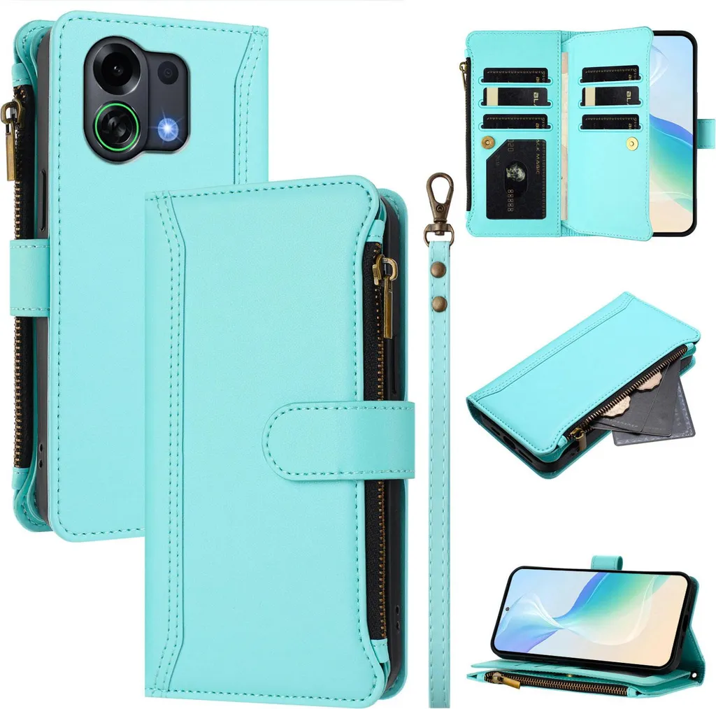 Custodia MOJIA Portafoglio Per Oppo Realme C33 Con Supporto E Protezione RFID - Pelle PU Morbida E Slot Per Carte - Colore Blu - 4