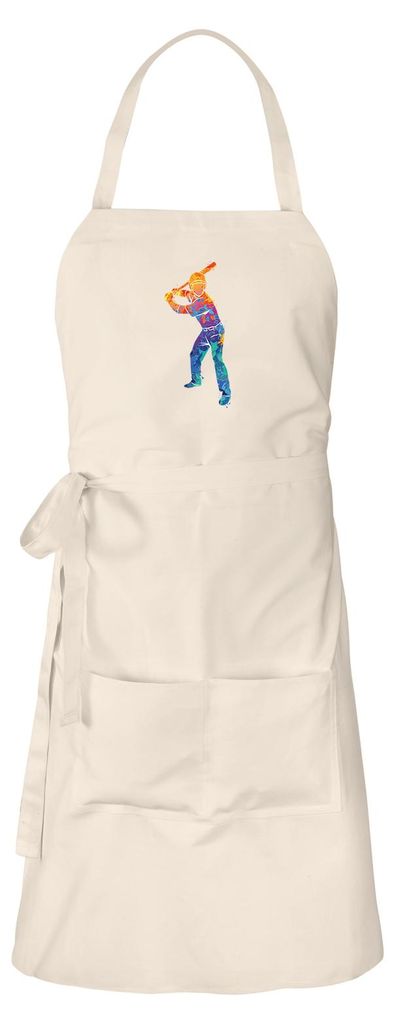 Huuraa Schürze Baseball Batter Spieler bunte Silhouette Natur mit Taschen Baumwolle Kochschürze Geschenkidee