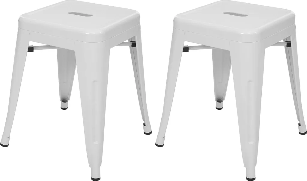 Sgabelli Design Industriale HWC-A73 Metallo Bianco - Set di 2