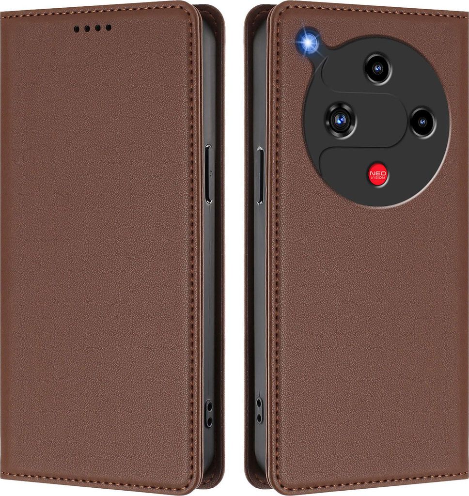 Handyhülle für ZTE Nubia Focus 2, Kunstleder Klapphülle Stoßfeste Magnetische Hülle mit Ständer Braun